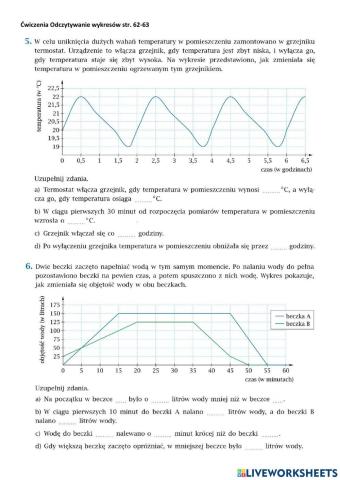 Ćwiczenia Odczytywanie wykresów str. 62-63 klasa 8