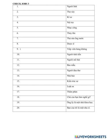 Check vocabulary jobs 3