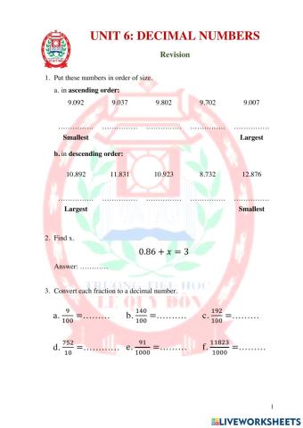 Math 5-U6L3-Revision