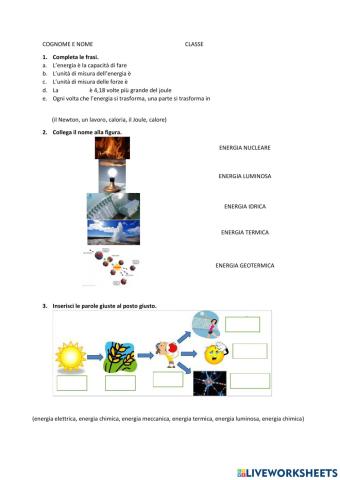 Le forme e le fonti di energia