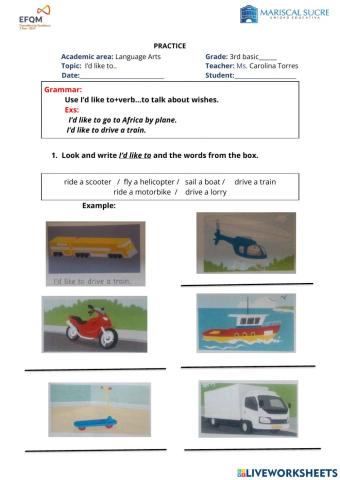 I'd like to for expressing wishes.