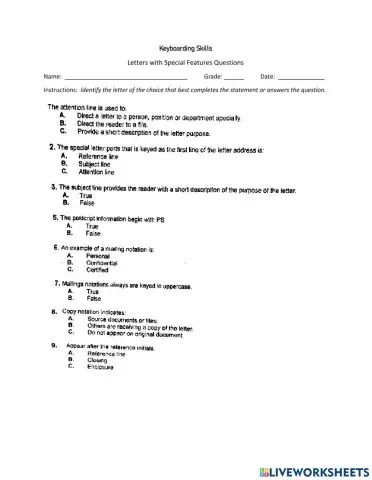 Special Feature Business Letter