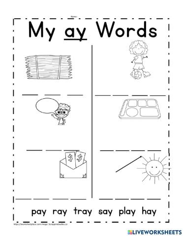 Ay words worksheet