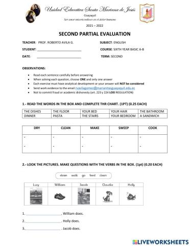 Second partial evaluation 7th english