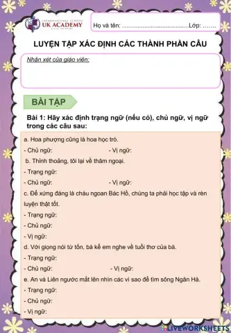 LTVC - Luyện tập về câu