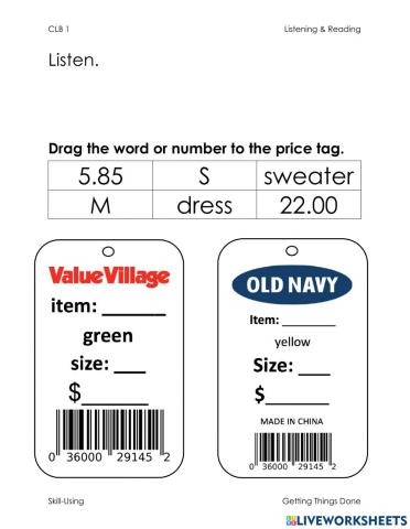 Reading Price Tags