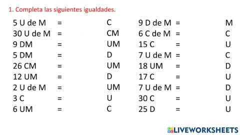Numeración hasta los Millones