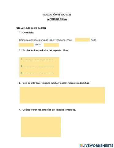 Evalución del Imperio de China