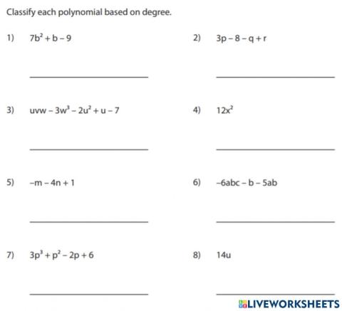 Classifying Polynomials by its Degree