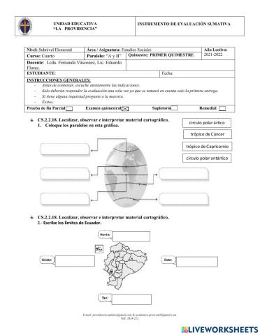 Evaluación quimestral