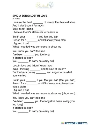 Sing a song: lost in love