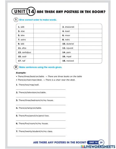 Unit 14.Are there any posters in the room?