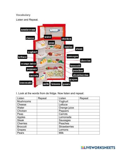Food vocabulary