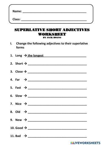 Superlative short adjectives