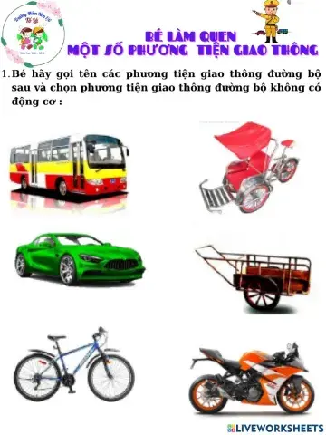 Trò chơi tương tác bé làm quen một số phương tiện giao thông