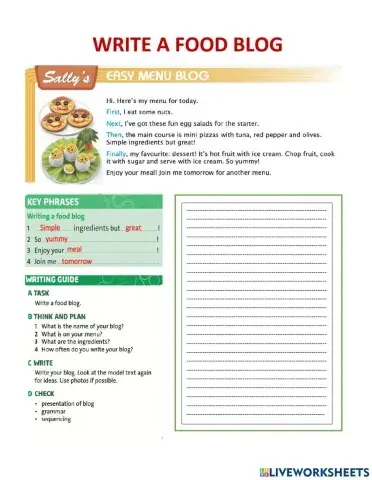 Write a food blog