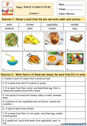 Movers- What's for lunch?- Lesson 1