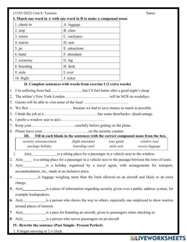 Grade 9- Unit 8- Tourism