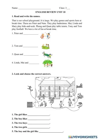 Grade 3 - Review Unit 10