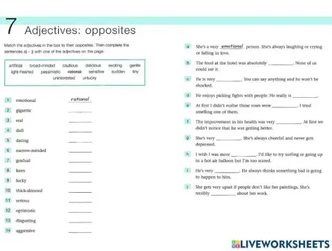 Adjectives: opposites