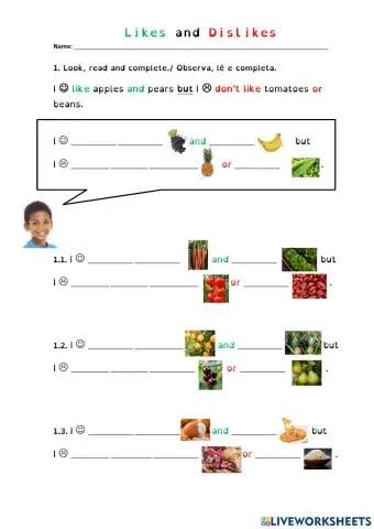 Likes and Dislikes - Food