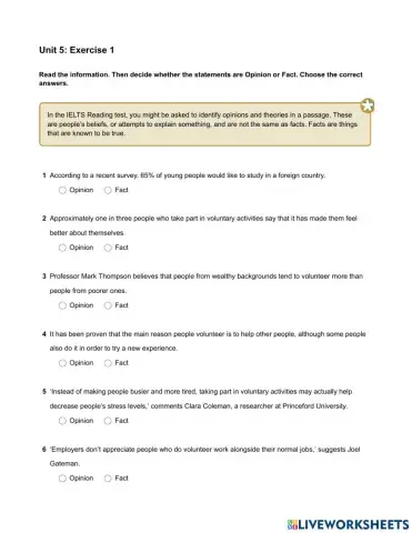 Mindset IELTS 2 - Reading Skills Modules - Unit 5 Ex1
