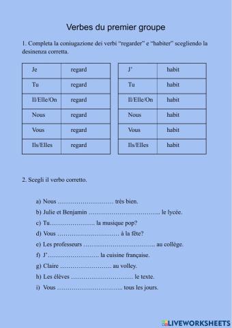 Verbes du premier groupe