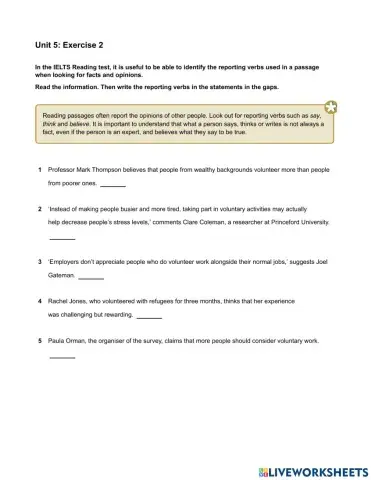 Mindset IELTS 2 - Reading Skills Modules - Unit 5 Ex2