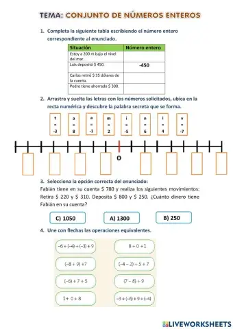 Conjunto de números enteros