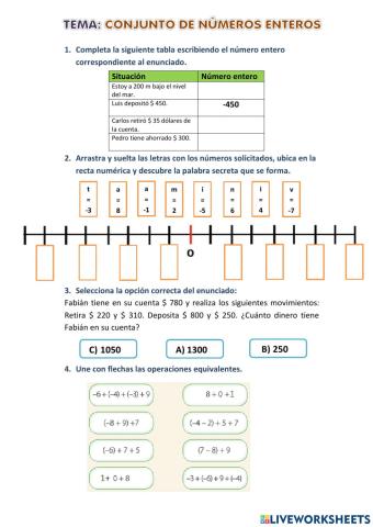 Conjunto de números enteros