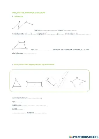 Sirge, sirglõik, murdjoon ja hulknurk, 3.klass