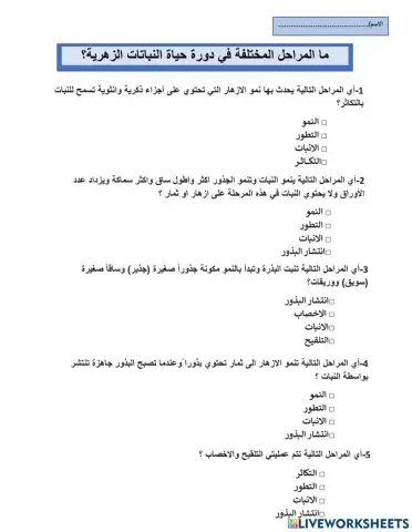 دورة حياة النبات الزهري