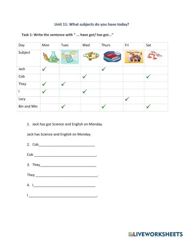 What subjects to you have today?