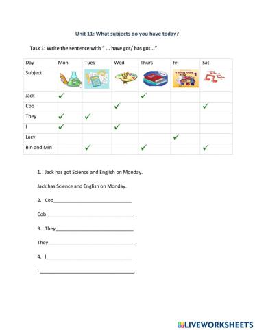 What subjects to you have today?