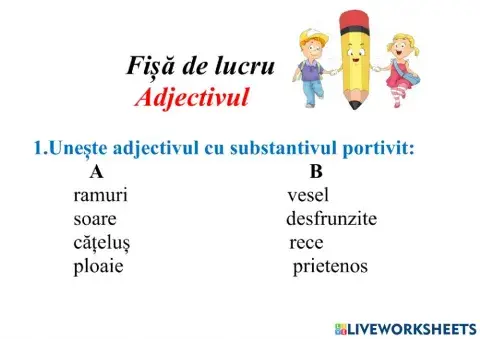 Acordul adjectivului cu substantivul, clasa a IV-a