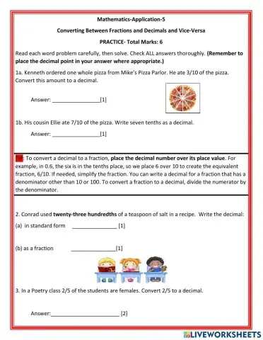 Converting Between Fractions and Decimals and Vice-Versa