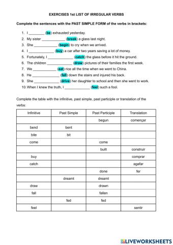 Irregular verbs - 1st