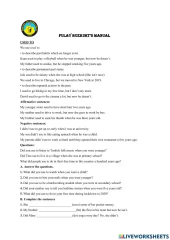 Used to- would- be & get used  to