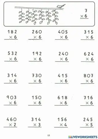 Multiplicacions d'una xifra