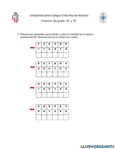Sustracción 3er grado