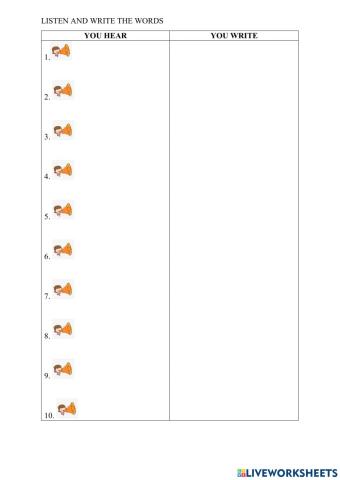 Listen and write words U7 E6