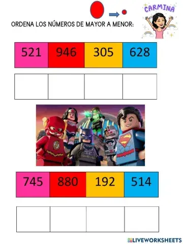 Ordena números de mayor a menor