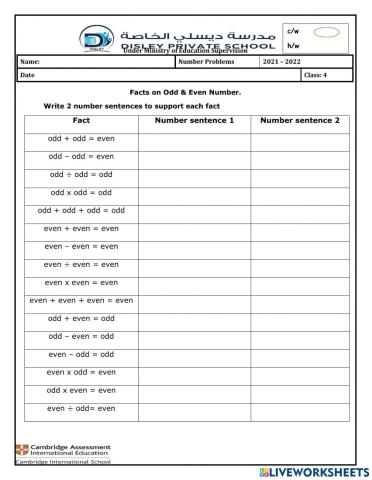 Odd and Even Numbers