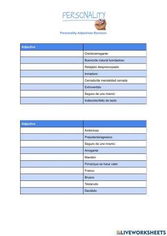 Personality Adjectives 2