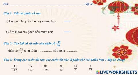 Củng cố khái niệm phân số