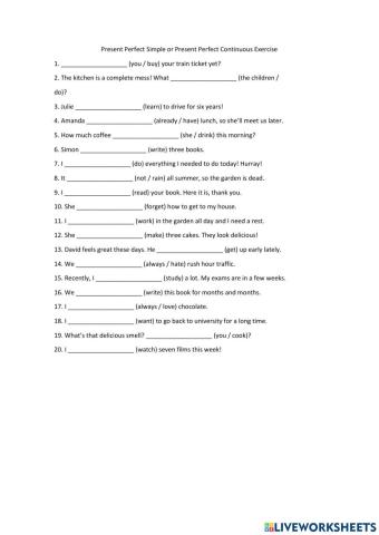 Present Perfect and Present Perfect Continuos