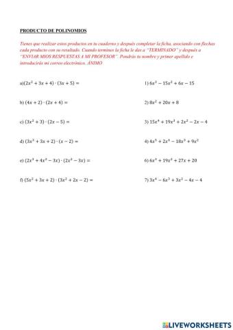 Producto de dos polinomios