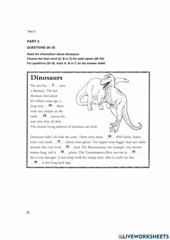 G7E Jan 16 Reading part 5 - test 2 - KET1