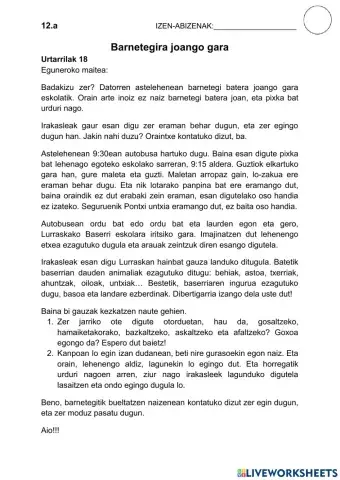 Egunerokoa: barnetegia