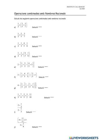 Operacions combinades amb Nombres Racionals